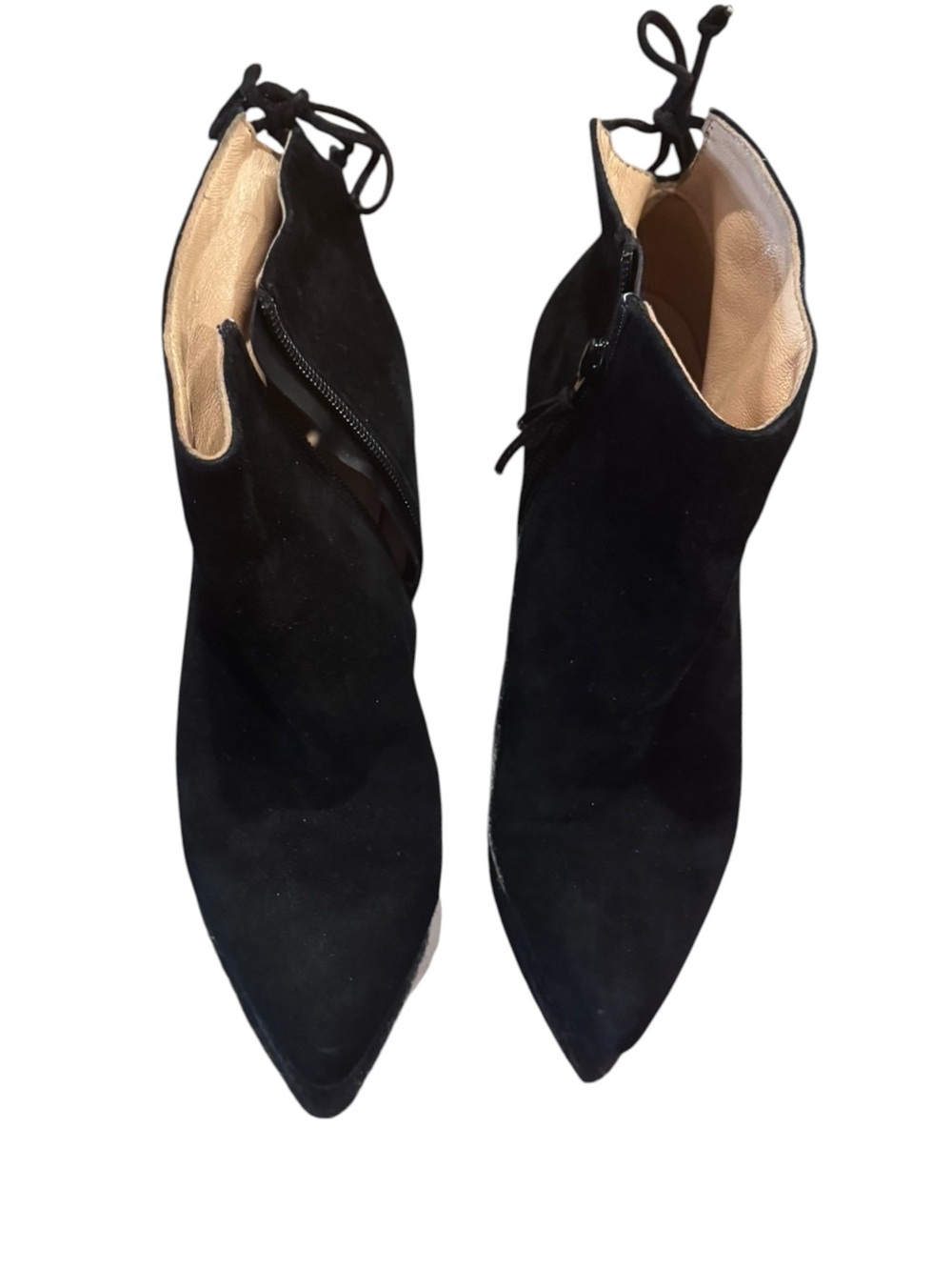 Black Suede Pointed Toe Ankle Boots Sz 39